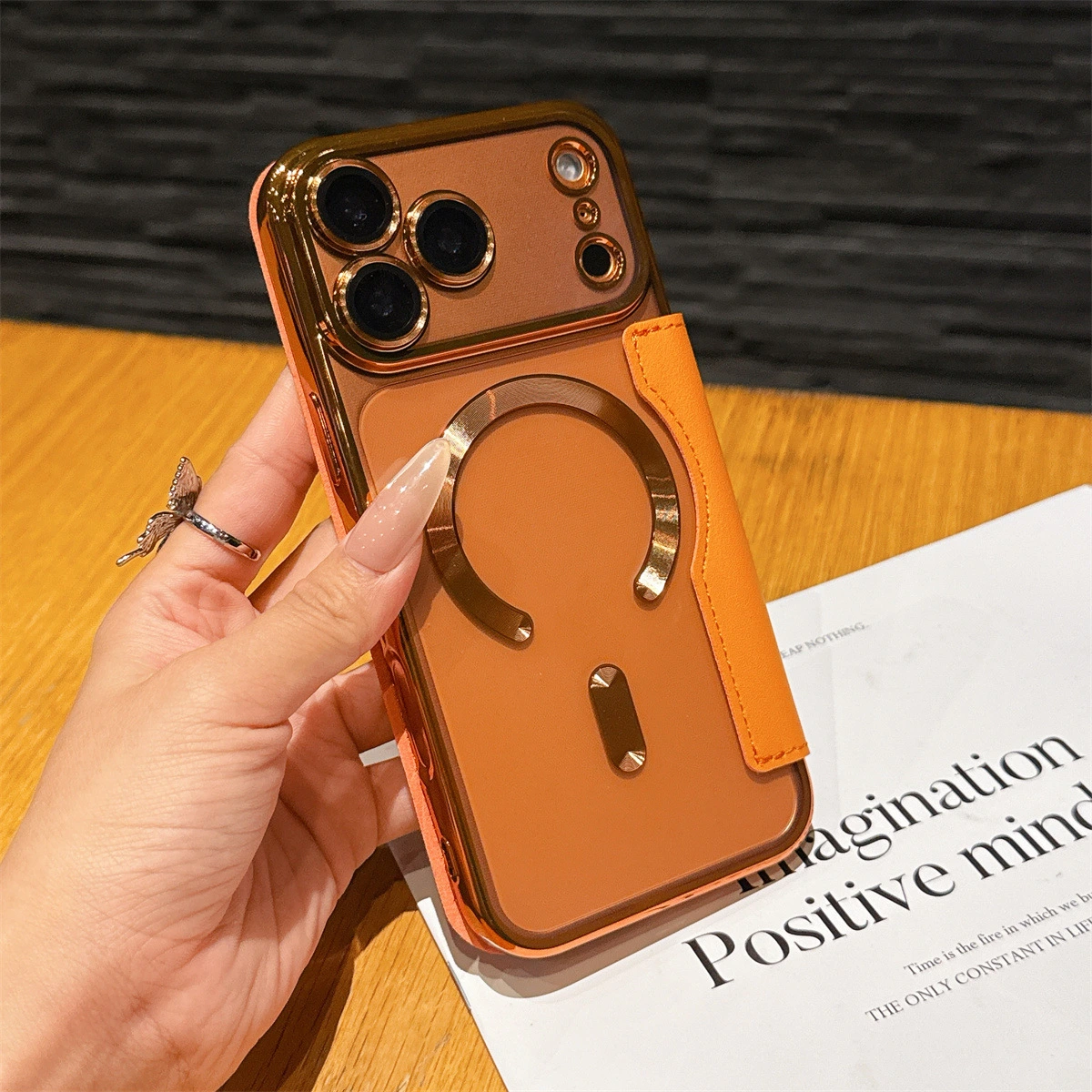 Magnetic Business Leather Case for iPhone 17 Pro Max | Electroplated Flip Protective Case with Wireless Charging Support | Compatible with 15 Plus / 14 Pro / 17 Air | Premium Transparent Design with Card Slot | MagSafe Strong Magnetic Attachment for Apple Phone Cases