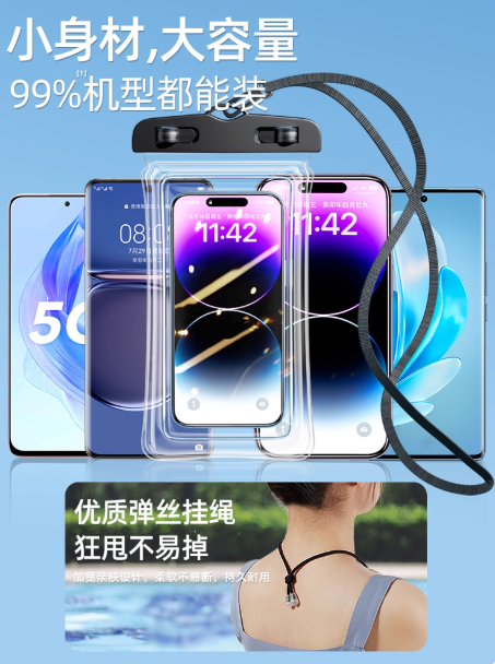 Universal Wasserdichter Touchscreen-Schutzbeutel für iPhone, IPX8 Wasserdicht