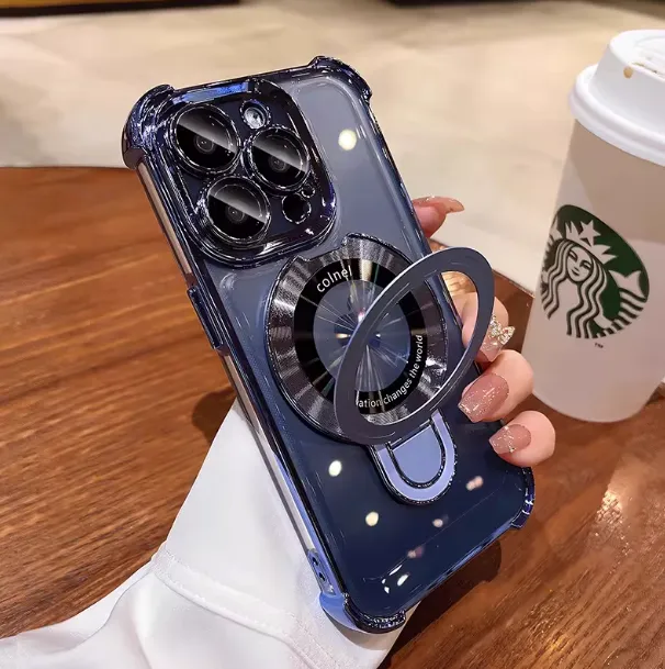 iPhone 17 13-inch Airbag Shockproof Phone Case with Magnetic Stand and Screen Protector