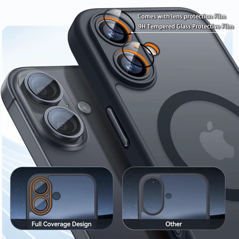 Halbtransparenter, stoßfester Schutzcase für iPhone 16 mit MagSafe-Kompatibilität